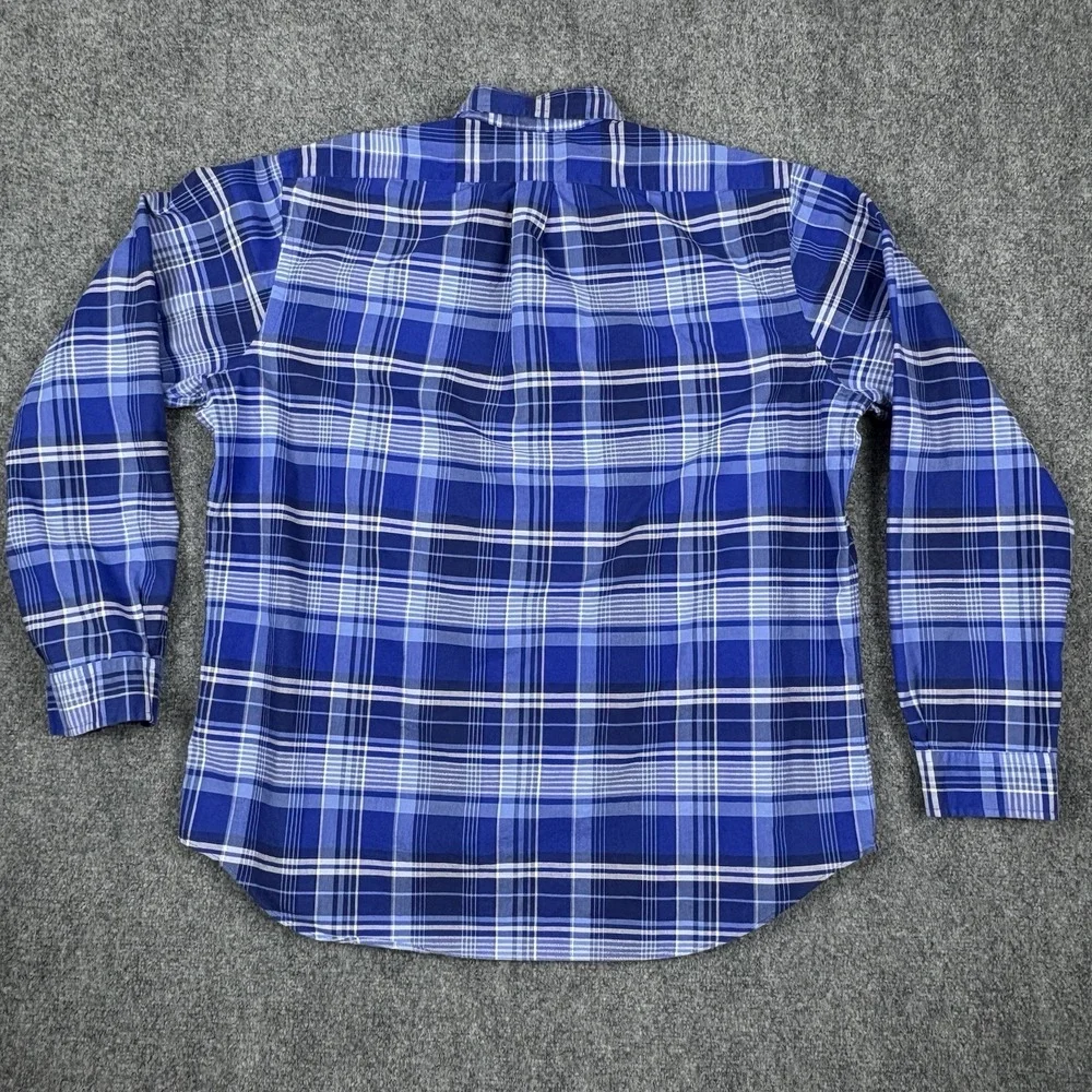 Ralph Lauren Men's XL Blue Plaid Button Down Shirt Long Sleeve Multi-Color Pony